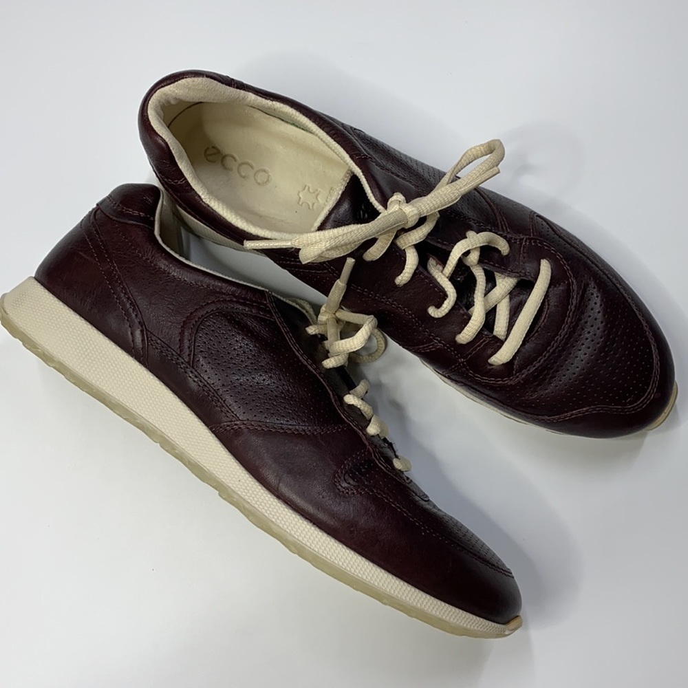 Ecco Women's Burgundy Red Leather Oxfords Sneakers Size EU 40 9-9.5 US